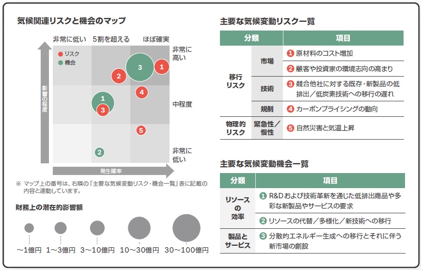 リスクと機会マッピングと抜粋一覧表