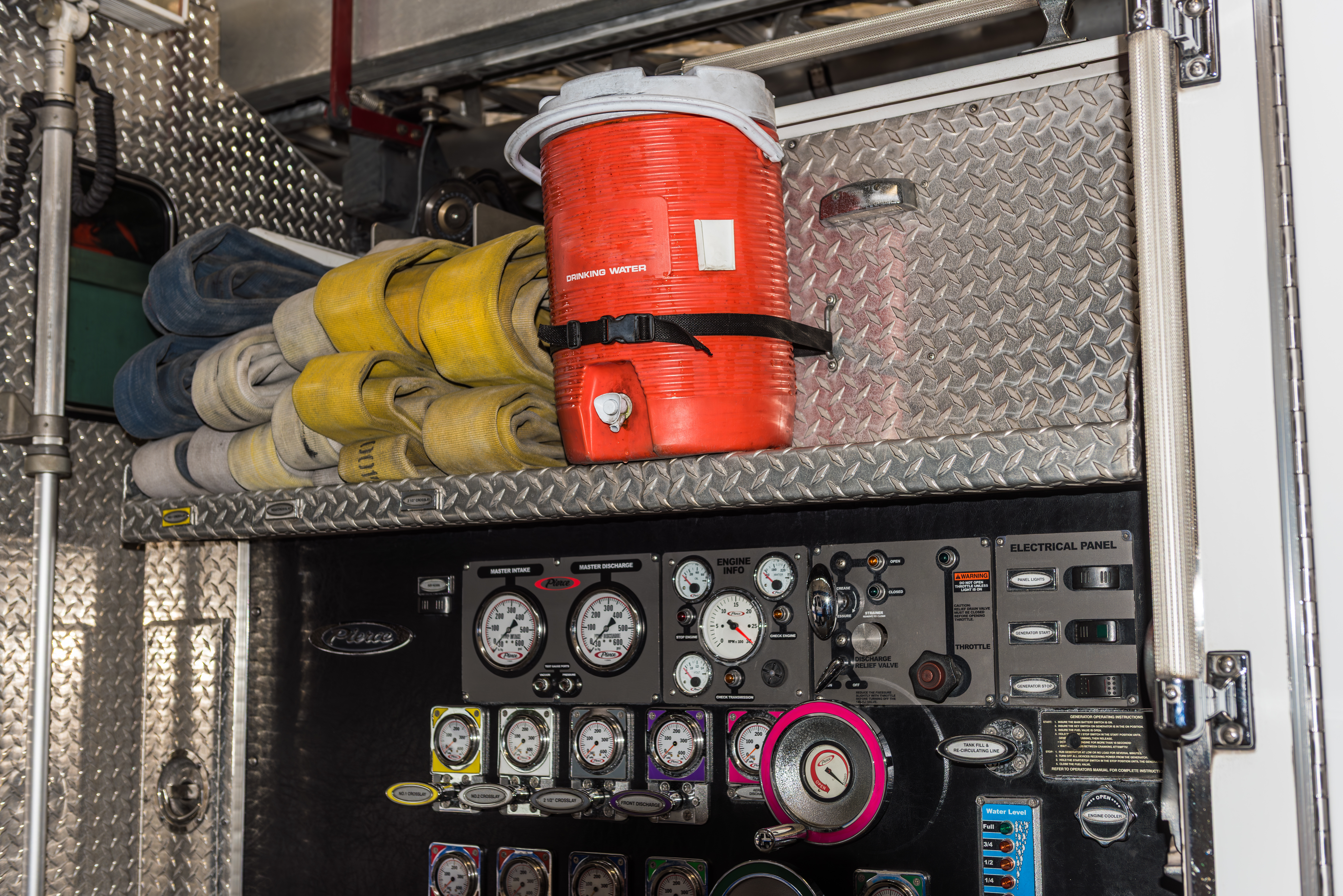Fire truck hose and controls