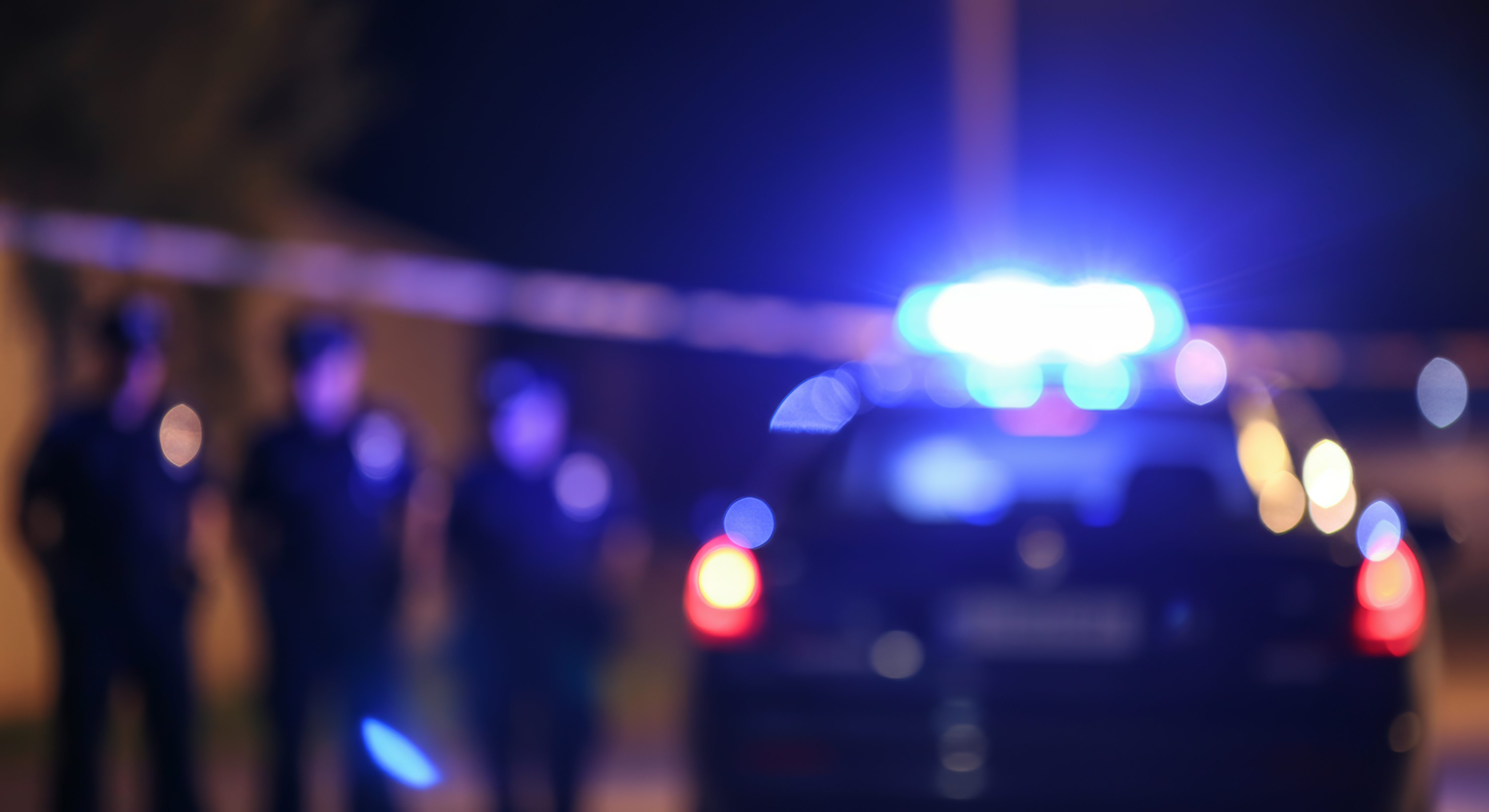 Police car with blue lights